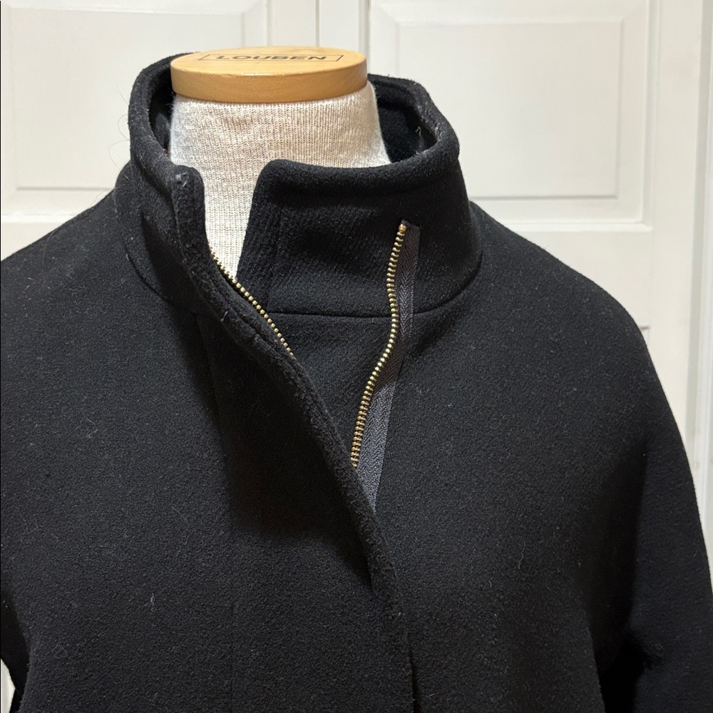 J Crew sz 10 black wool blend classic coat - Picture 2 of 7